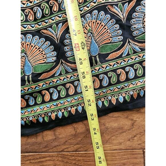 Lapogee Maxi Dress Womens Size L Black Peacock Print V-Neck Pockets Lined NWOT - Picture 10 of 13